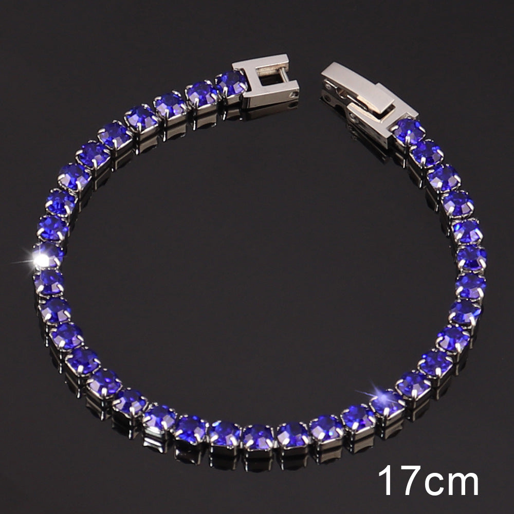 Women's Stainless Steel Zircon Tennis Simple Color Bracelet