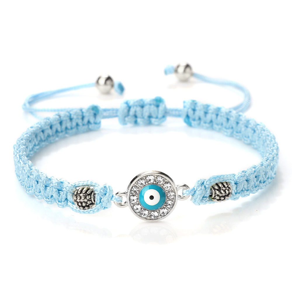 Women's & Men's Red Rope Safety Lock Devil's Eye Diamond Woven Hand Bracelet