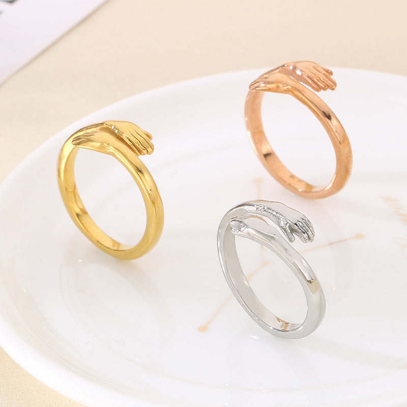 Korean Jewelry Personalized Opening Hands Hug Rings