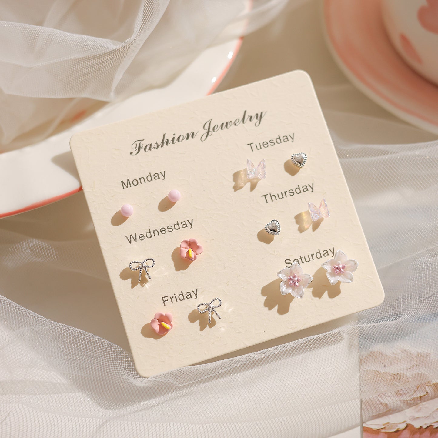 Female Pink Biological Porcelain Pin Ear Sensitive Skin Essential Stud Earrings