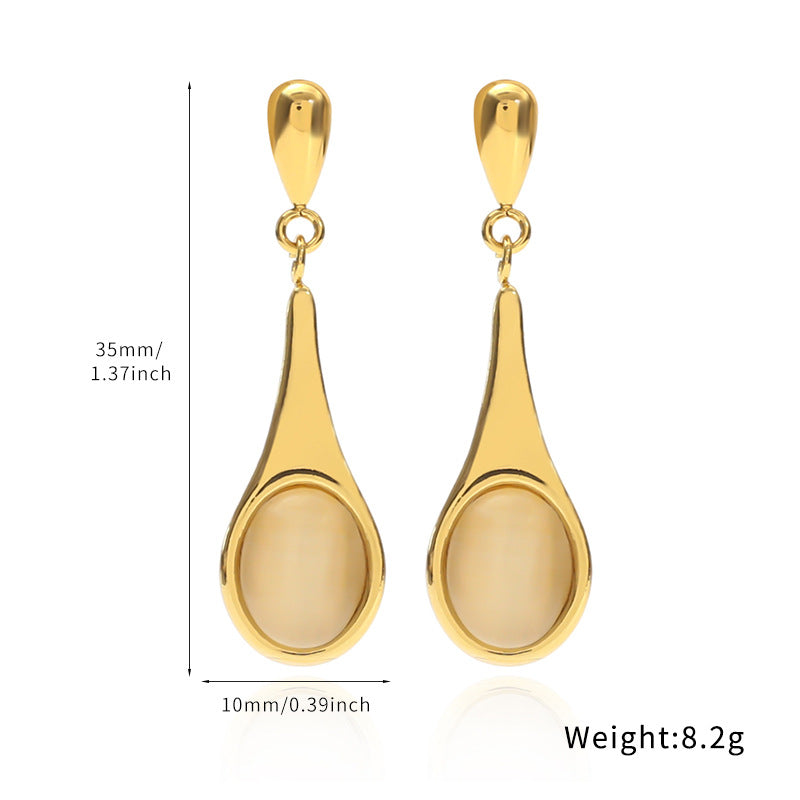 Affordable Luxury Fashion Stainless Steel Opal Stone Ear High-grade Earrings