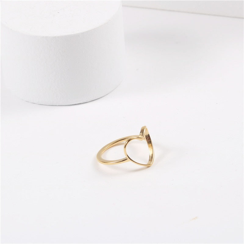 Gold-plated Hollow Heart Love Index Finger Middle Ring