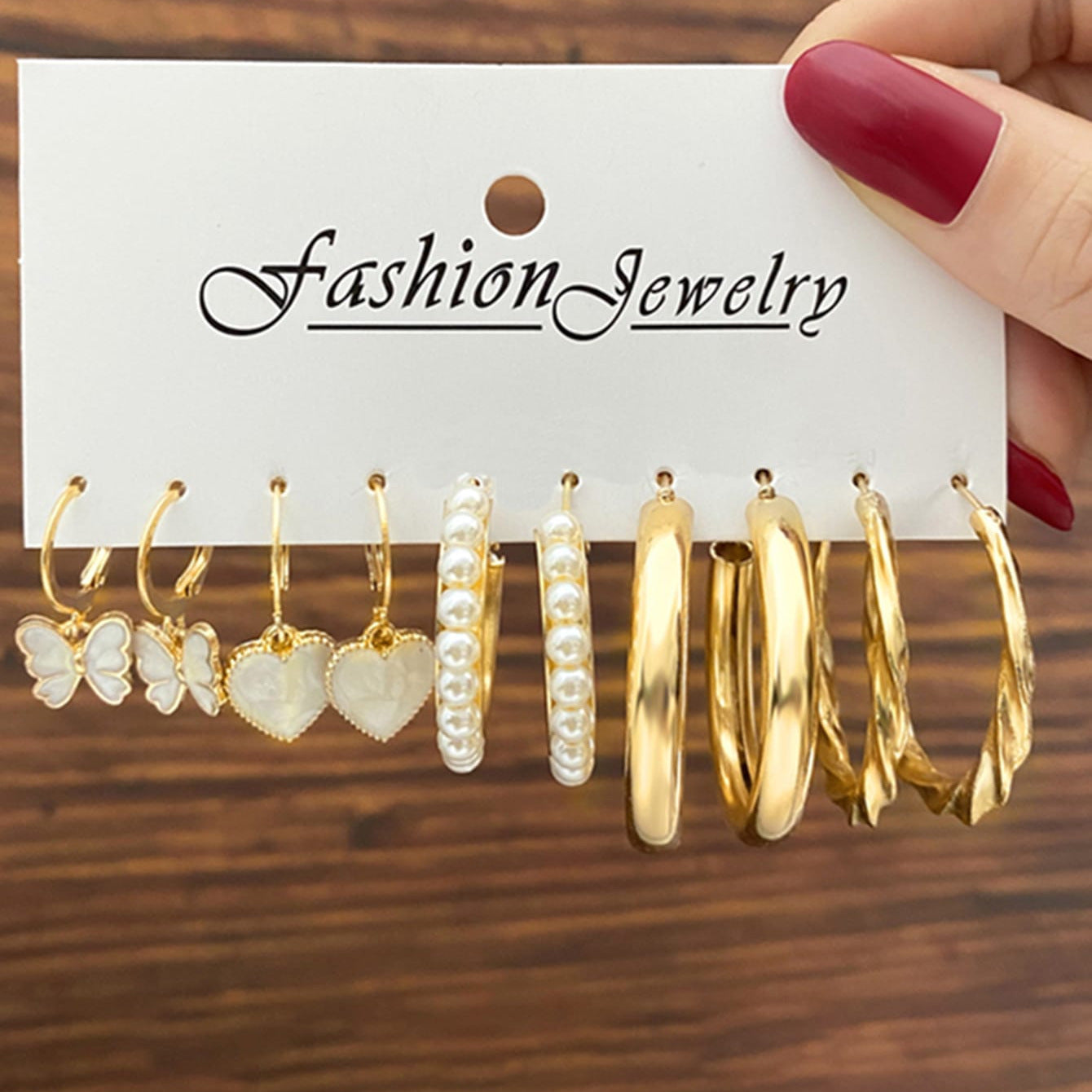 Ear Black Peach Heart Butterfly Card Earrings