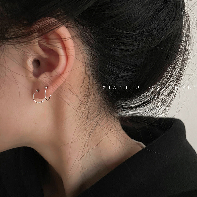 Ear Female Simple Cold Style Small Circle Bone Earrings