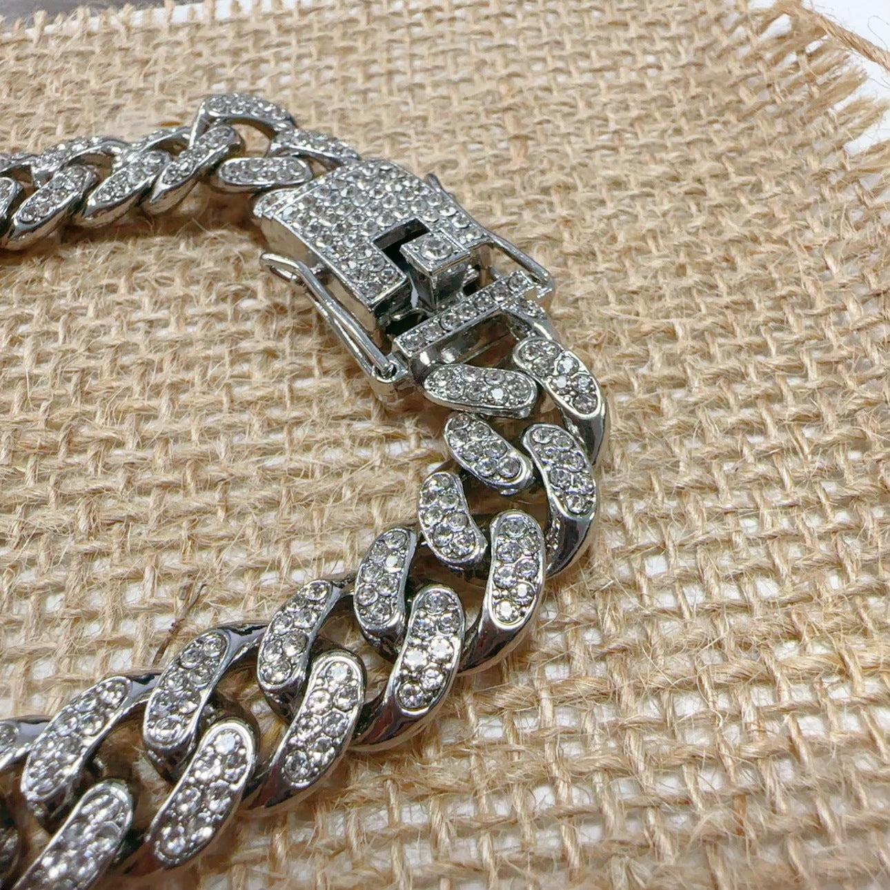 Men's Alloy Fashion Personality Diamond Cuban Link Bracelets