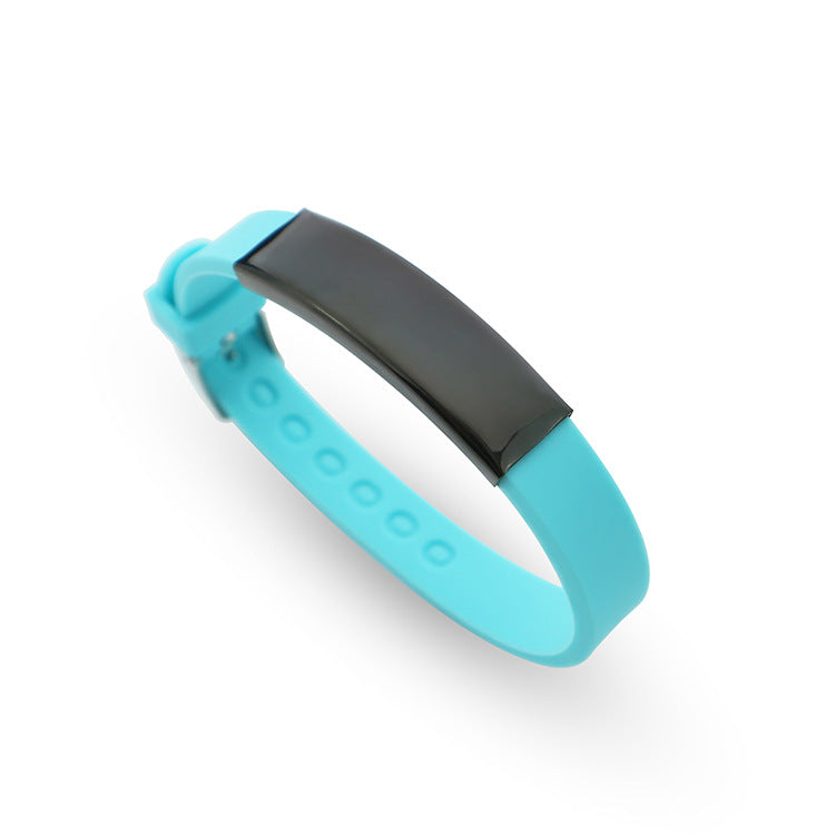 Soft Silicone Wristband Fashion Simple Couple Can Carve Writing Stainless Bracelet