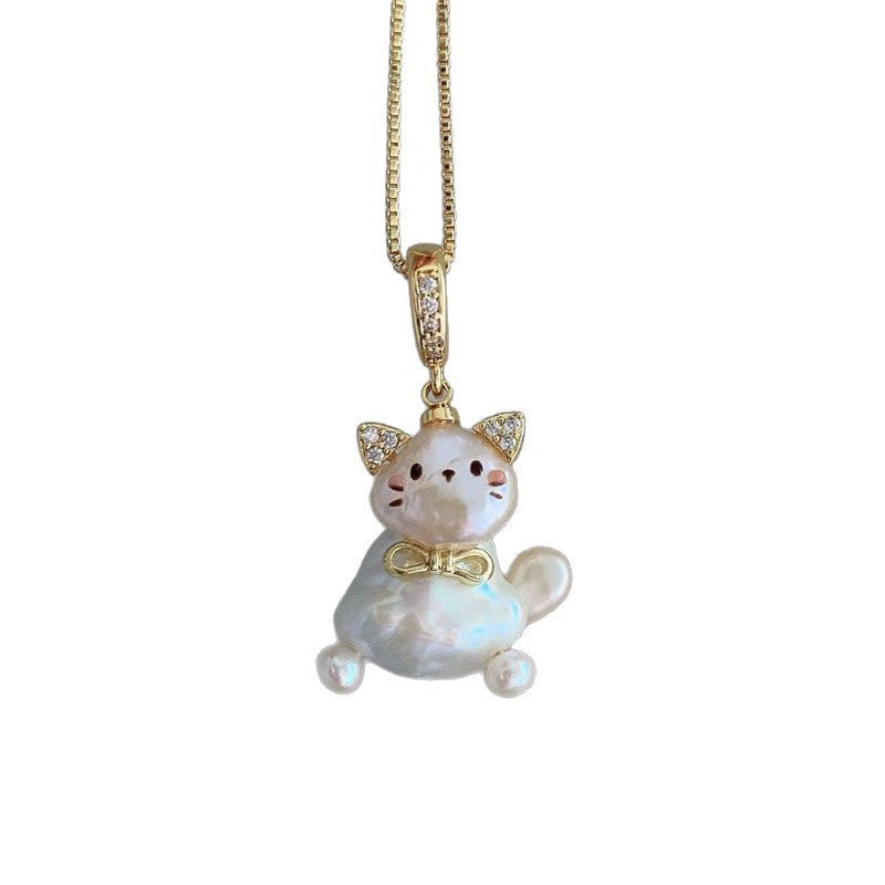 Personalized Pet Imitation Pearl Cat Clavicle Pendants