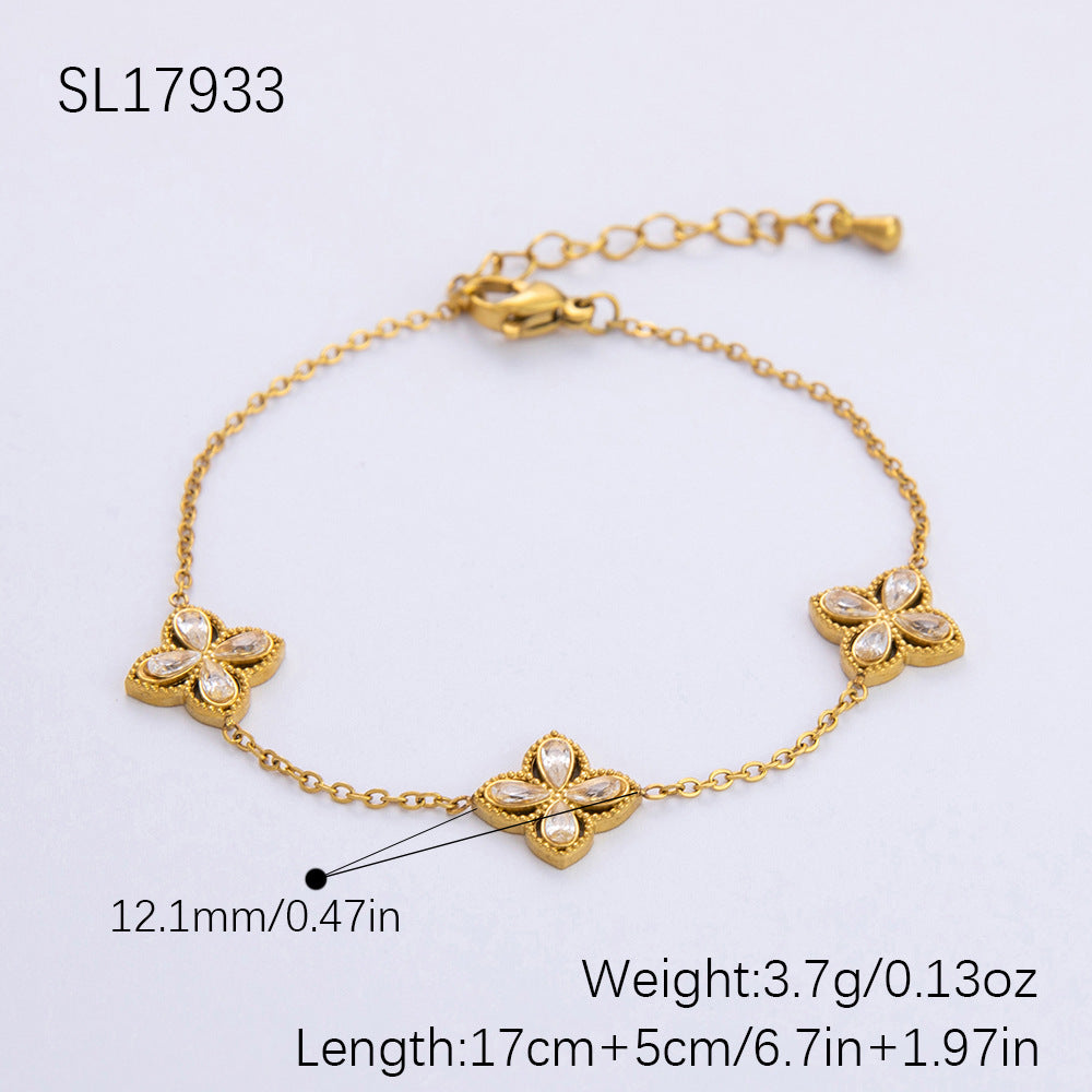 Stainless Steel Clover Gold Color High-grade Bracelets