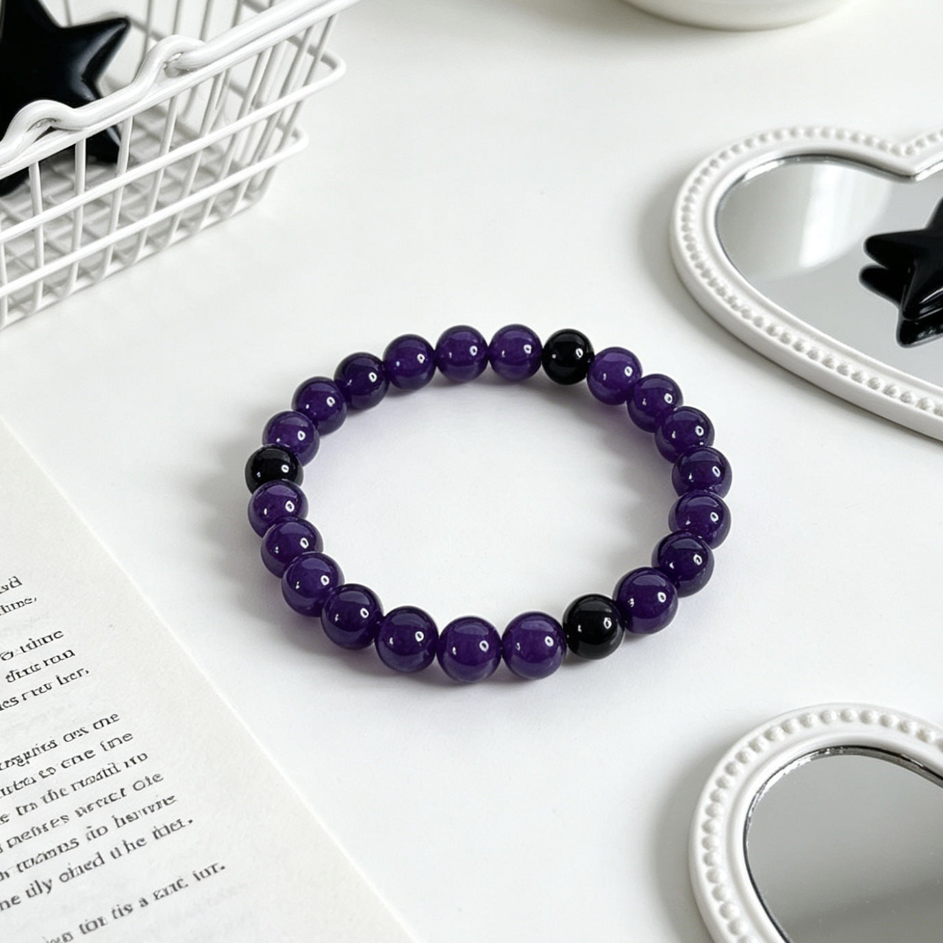 Stone Glaze High Sense Elastic String Amethyst Bracelets