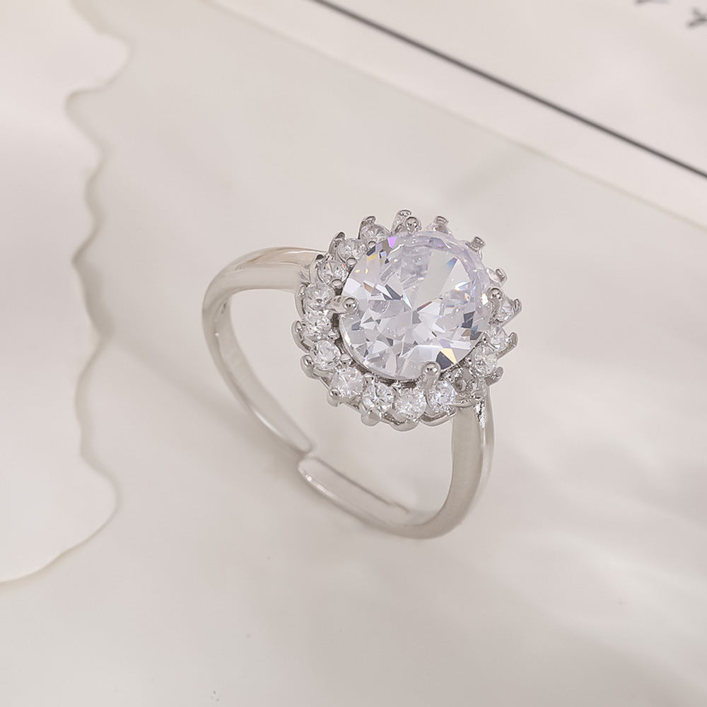 Women's Open-end Zircon Fashionable Classy Simple Cold Feeling Goddess Rings
