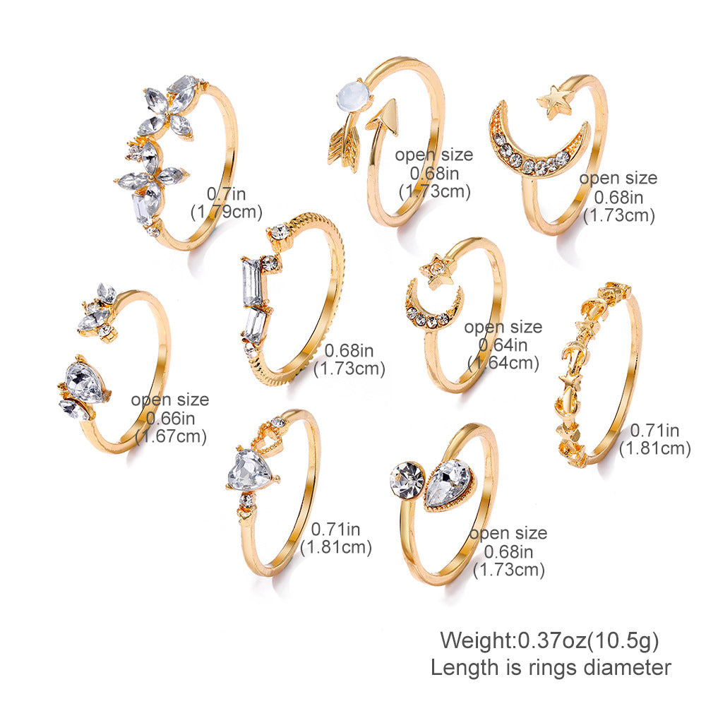 Star Moon Love Leaf Set Female Light Luxury High-grade Rings
