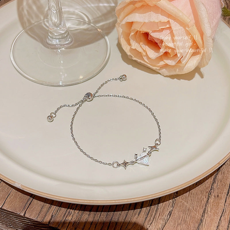 Zircon Titanium Steel Female Light Luxury Minority High-grade Pull Adjustable Bracelet