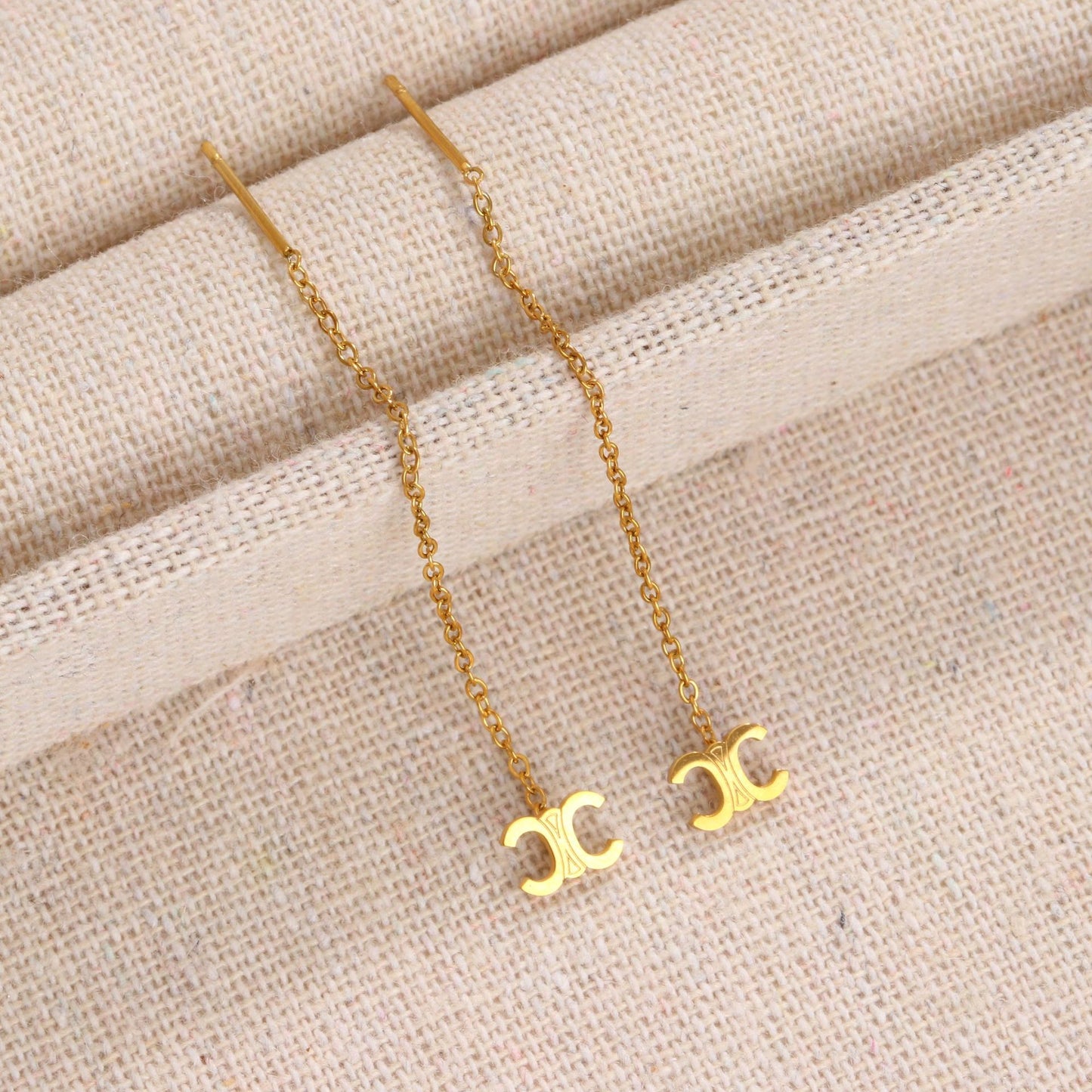 Simple Roman Numerals Female Tassel Titanium Steel No Fading Rose Earrings