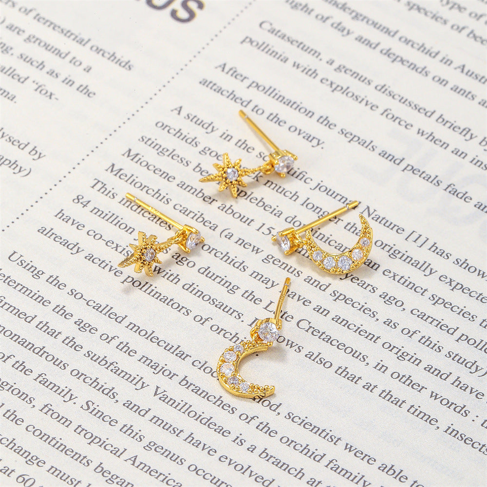 Moon The Stars Asymmetric Ear Real Rings