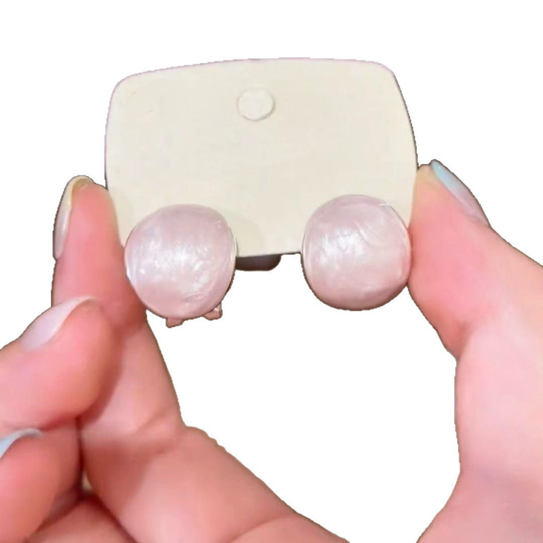 Women's Retro Pink Drip Glazed Semicircle Ear Clip Simple Unique Design Rings