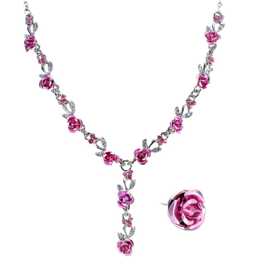 Bride Elegant Rose Alloy Formal Dress Necklaces