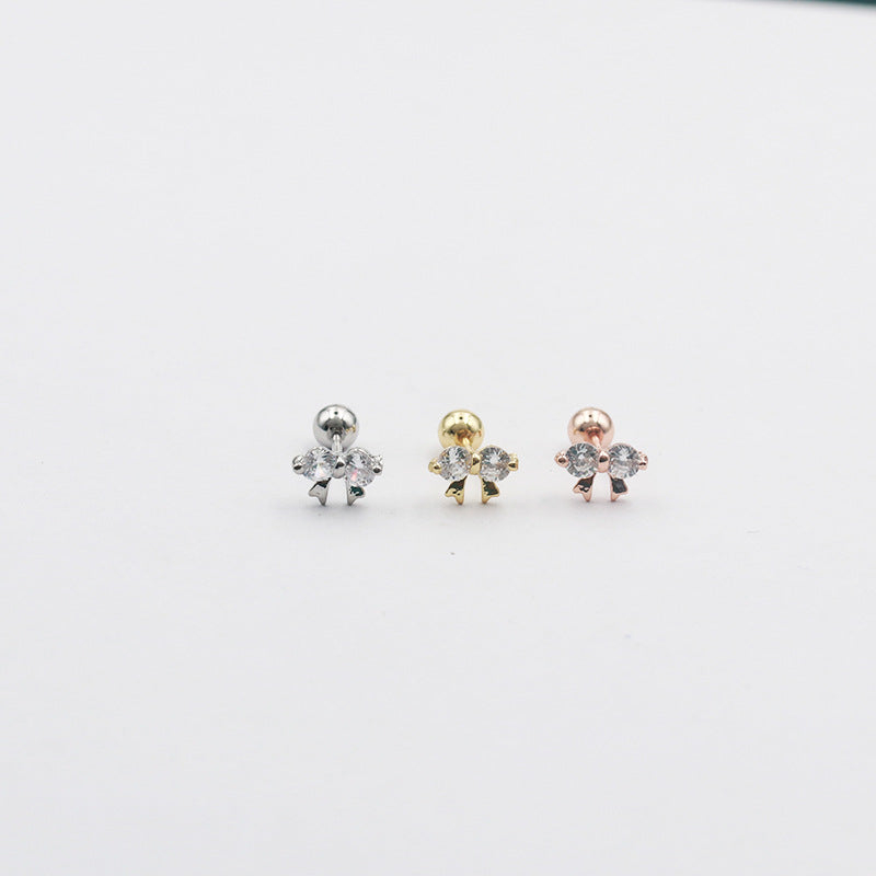 Bow Five-pointed Star Multi Thread Button Thin Needle Female Small Stud Earrings