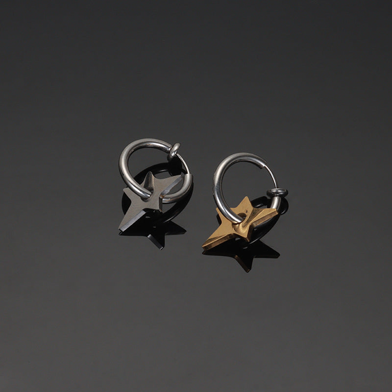 Star Irregular Male Female Personality Design Gold Mixed Earrings