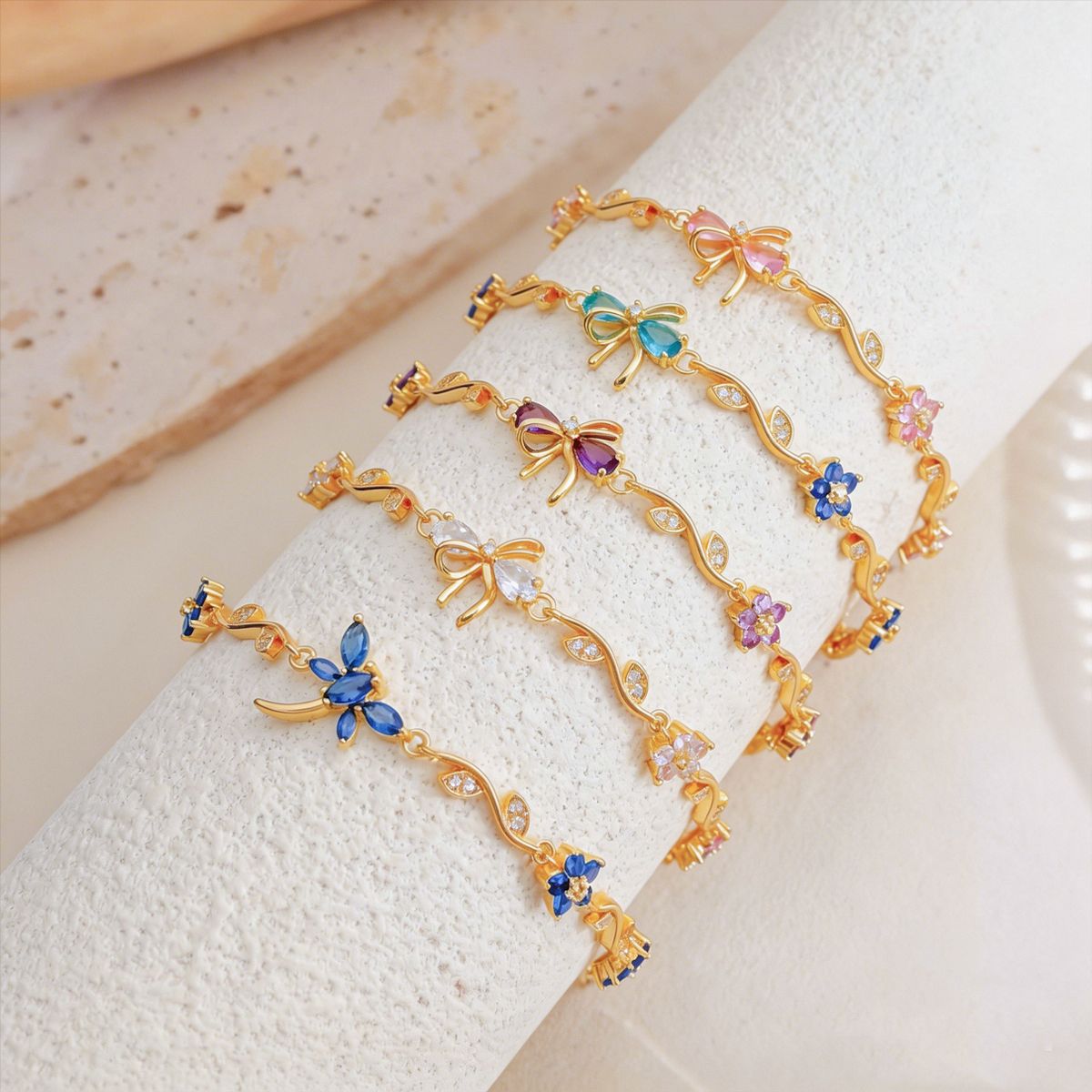 Style Flower Bow Tie Small Fresh Copper Inlaid Zircon High Bracelet