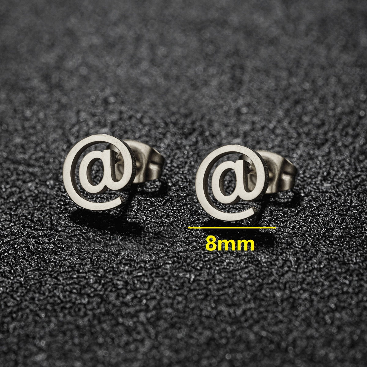 Black Stainless Steel Simple Star Moon Ear Earrings
