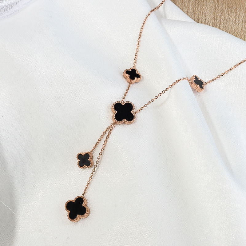 Big Small Balls Two Sides Clover Necklaces