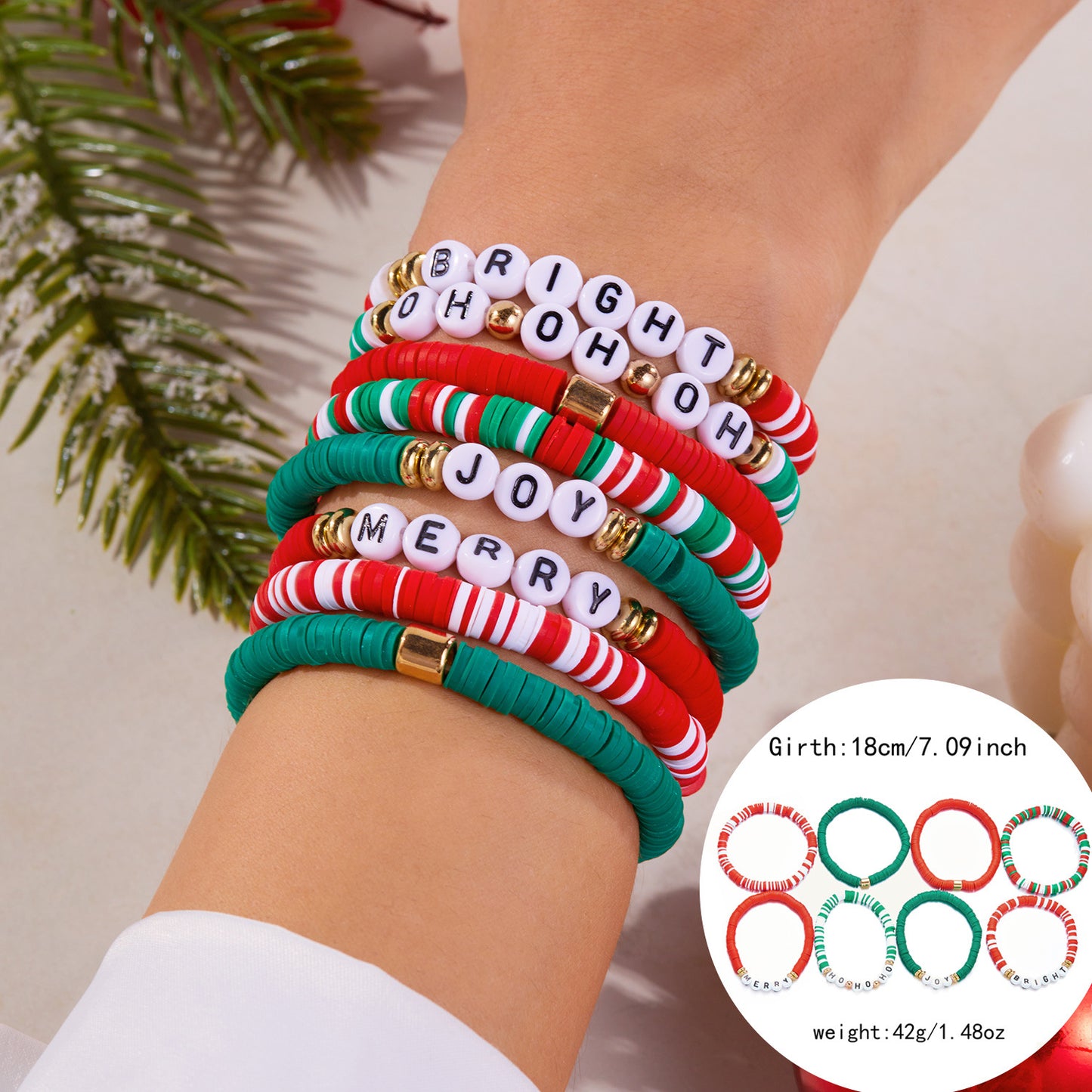 Contrast Color Polymer Clay Beaded Holiday Gift Bracelets