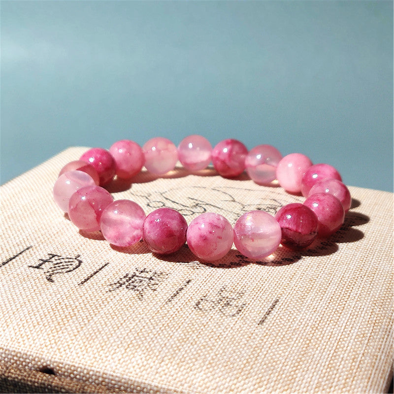 Little Female Persian Jade Round Beads Finger Twist Bracelet