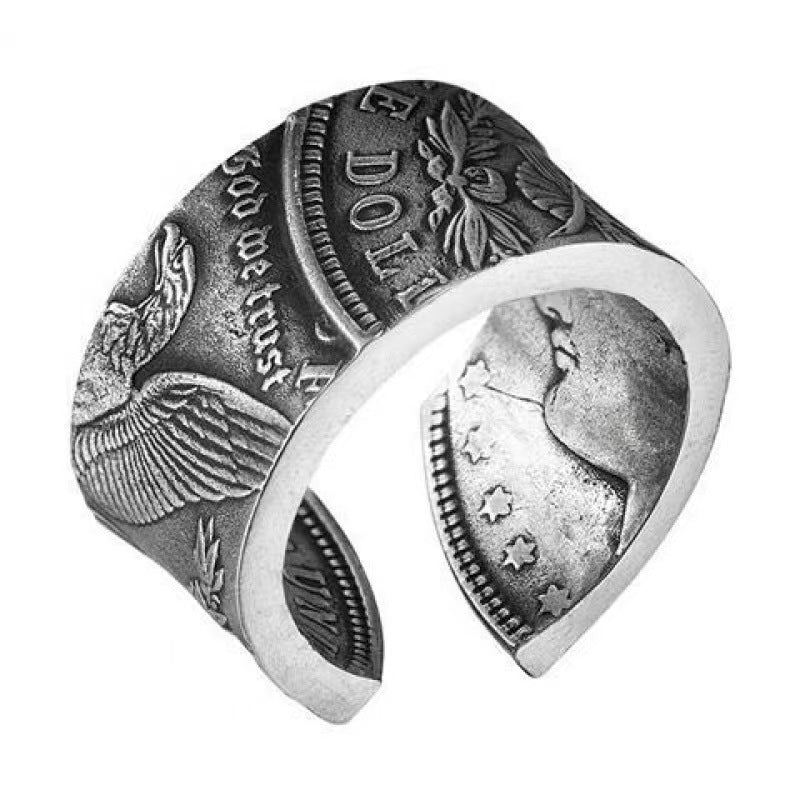 Coin Transformation Male Personality Retro With Opening Female Splendid Trendy Ring