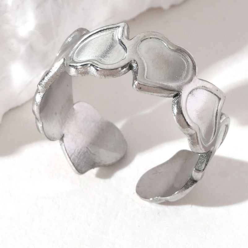 Fashion Trend Heart Shape Mirror Surface Polished Ring