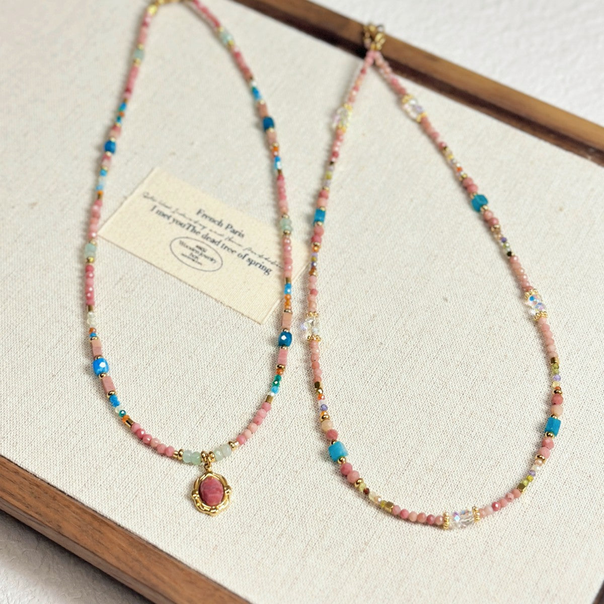 Women's Style Pink Rose Stone Beaded High Sense Light Luxury Minority Necklace
