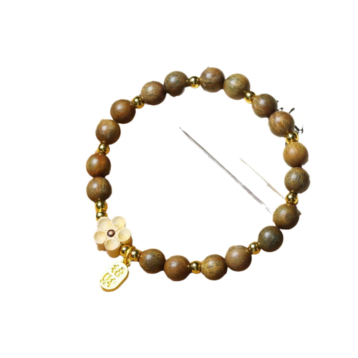 Boutique Green Sandalwood With Metal Small Refined Simple Bracelet