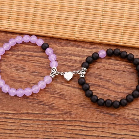 Heart-to-heart Couple Female Niche Design Magnet Bracelets