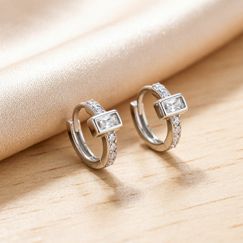 Women's Square Zircon Affordable Luxury Fashion Style High-grade Geometric Simple Earrings