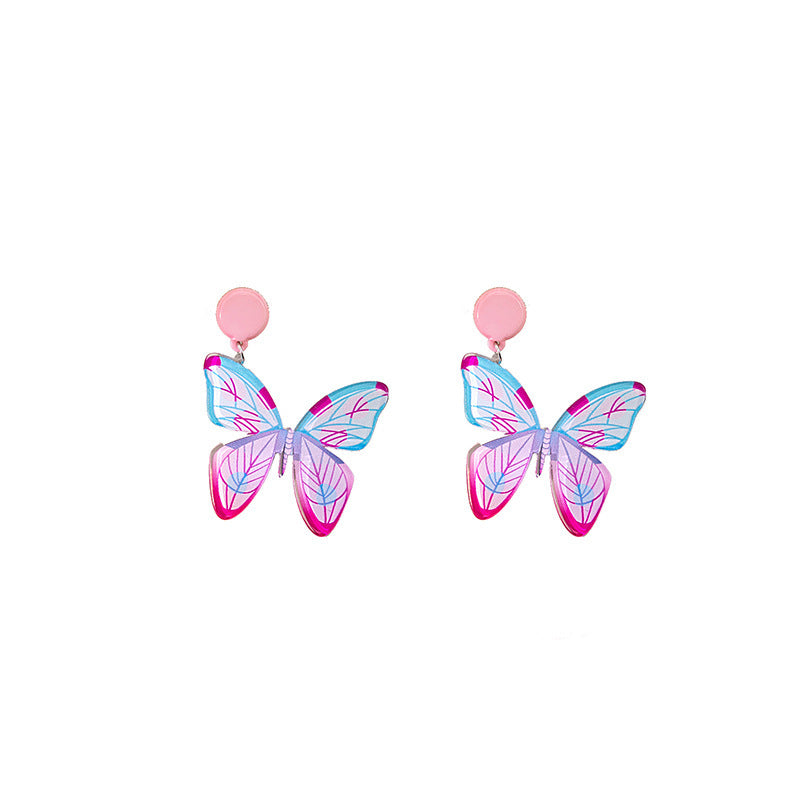Painting Blue Flower Simple Fresh Mori Style Iti Earrings
