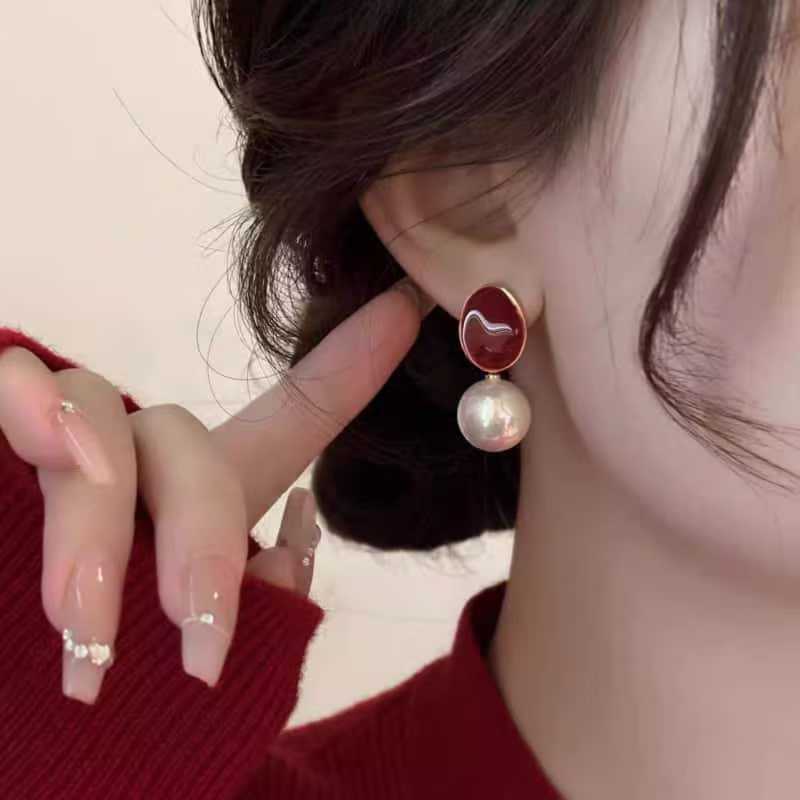 Glaze Geometric Light Luxury Ear Clip High-grade Earrings