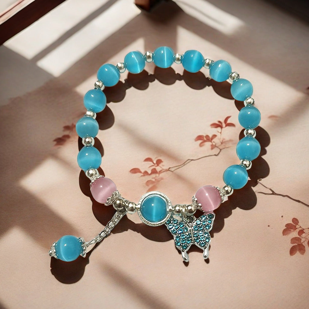 White Opal Butterfly Female Temperament Design Bracelets