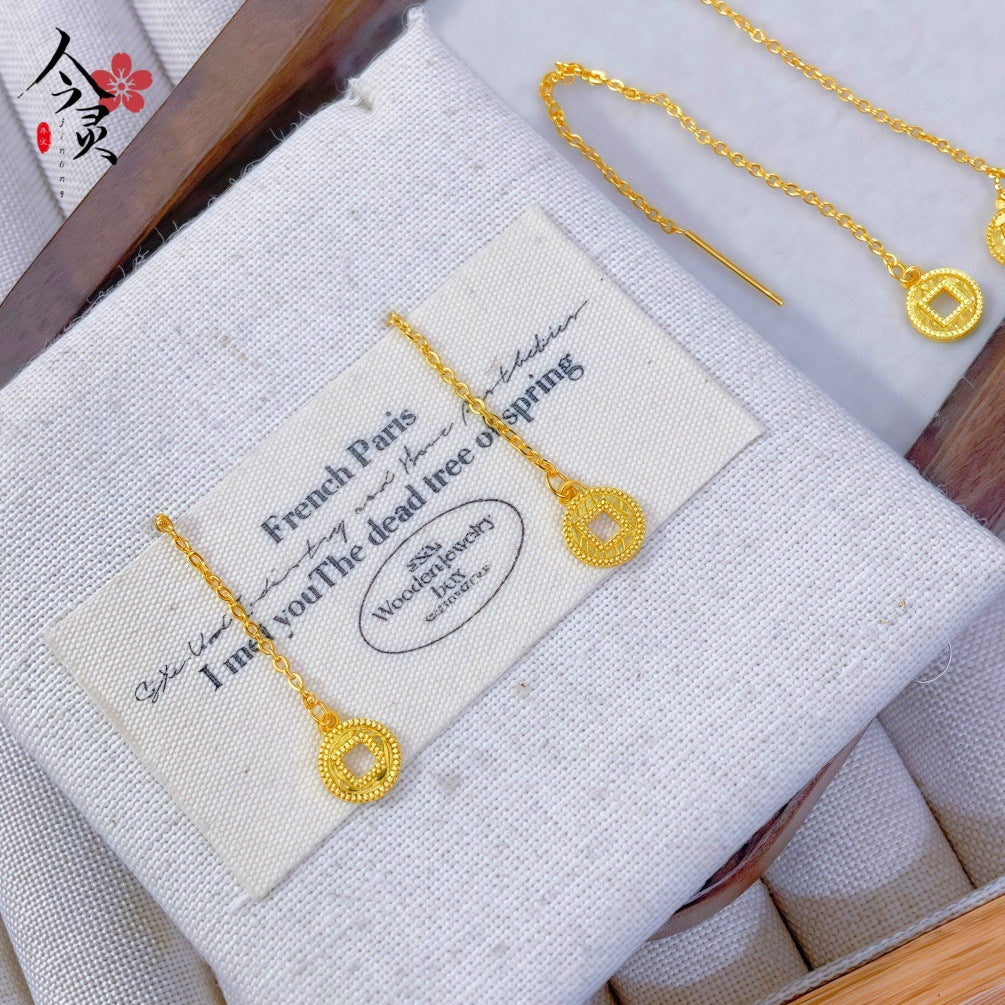 Flash Mush Ice Four-leaf Clover Love Coin Female Affordable Luxury Ear Line