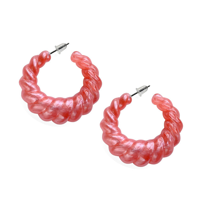 Pearl Shell Acrylic Twisted Pattern Wave Earrings