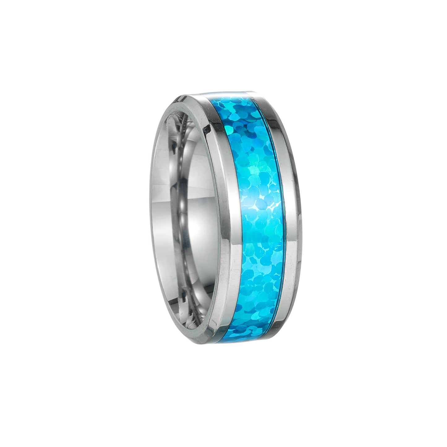 Women's & Men's Standard Size Titanium Steel Ornament Blue Rings