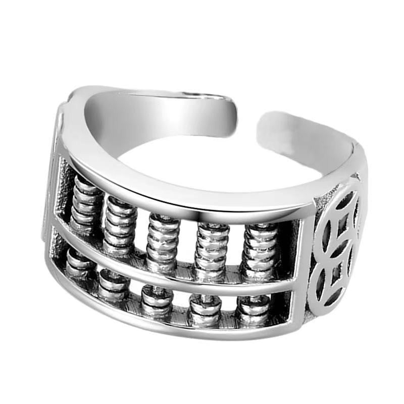 Women's & Men's Copper Coin Plated Emperor Open Argent Pur Hundred Word Index Rings