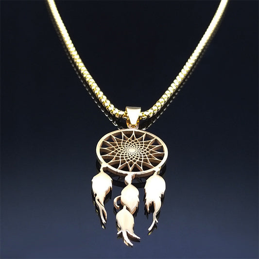 Style Stainless Steel Ornament Tassel Feather Necklaces