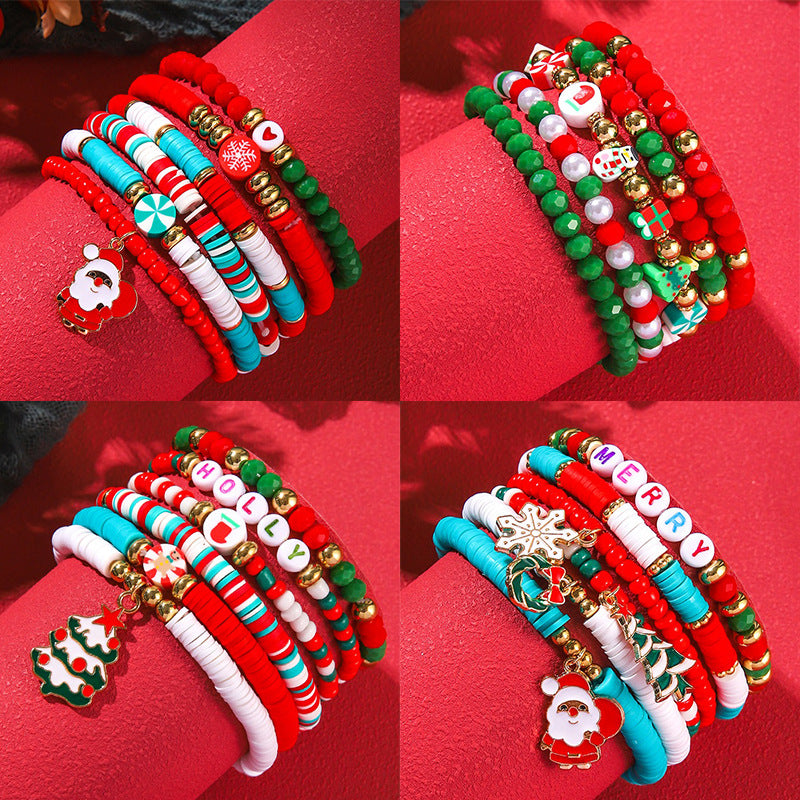 Snow Tower Tree Red Green Mixed Bracelets