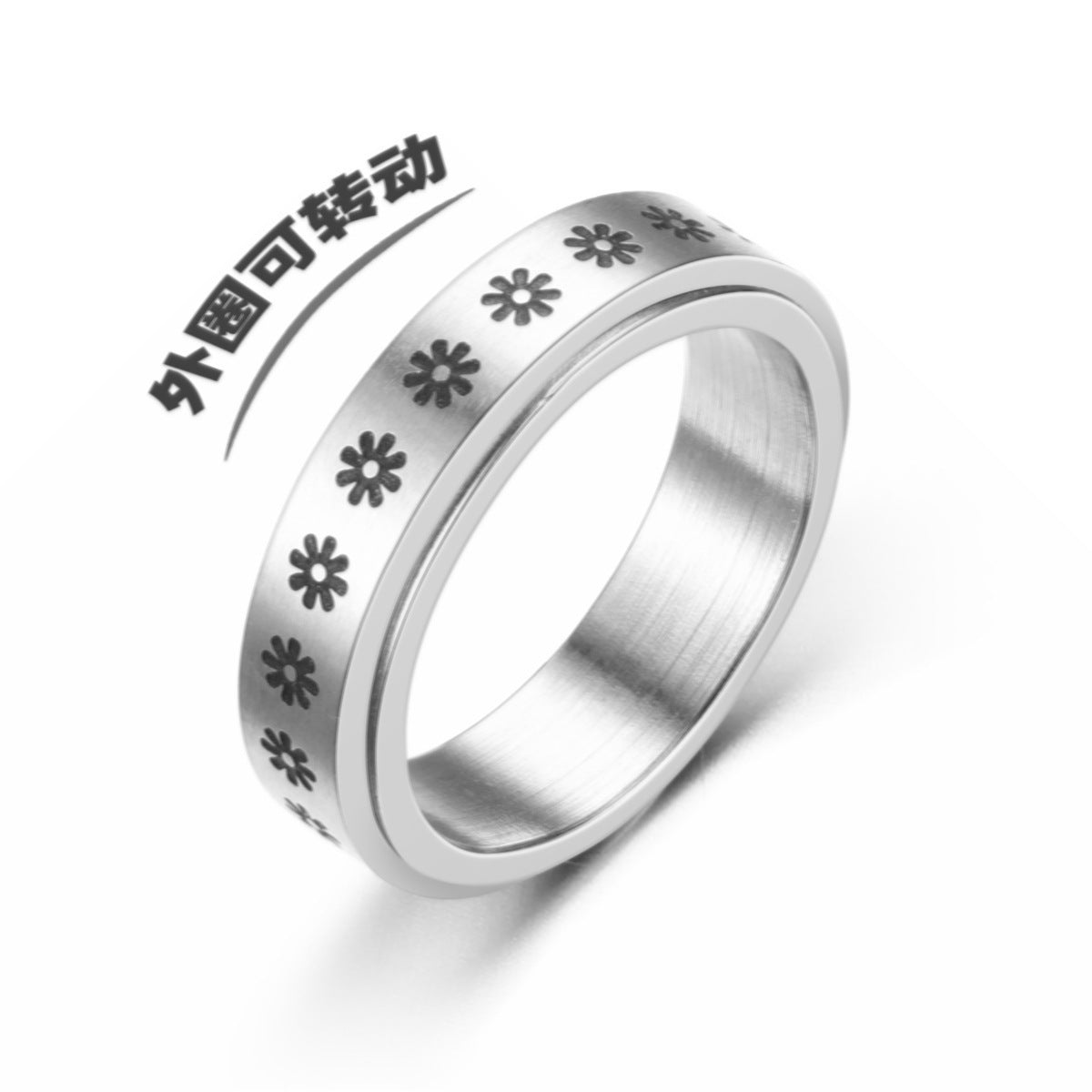 Titanium Steel Rotating Moving Star Moon Rings