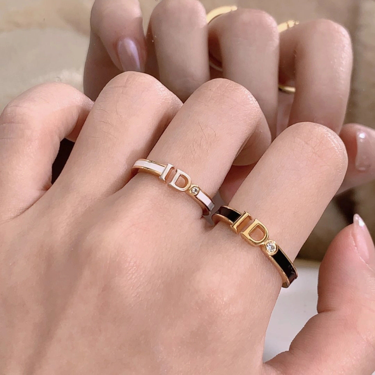 Couple Design High-grade Light Luxury Letters Opening Valentine's Day Commemorative Ring