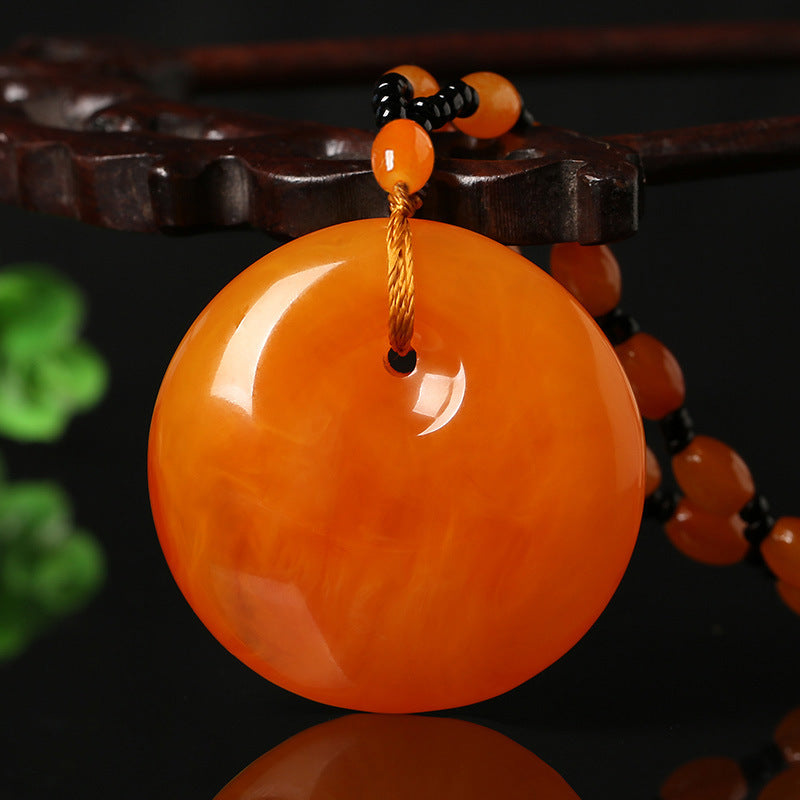 Light Luxury Minority Imitation Old Beeswax Mid-length Sweater Chain Necklaces