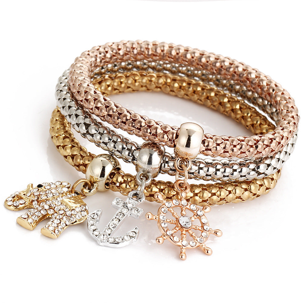 Women's Suit Stretch Popcorn Corn Chain Diamond Bracelets