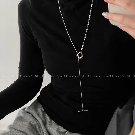 Steel Stitching Buckle Female Clavicle Chain Light Luxury Minority Necklaces