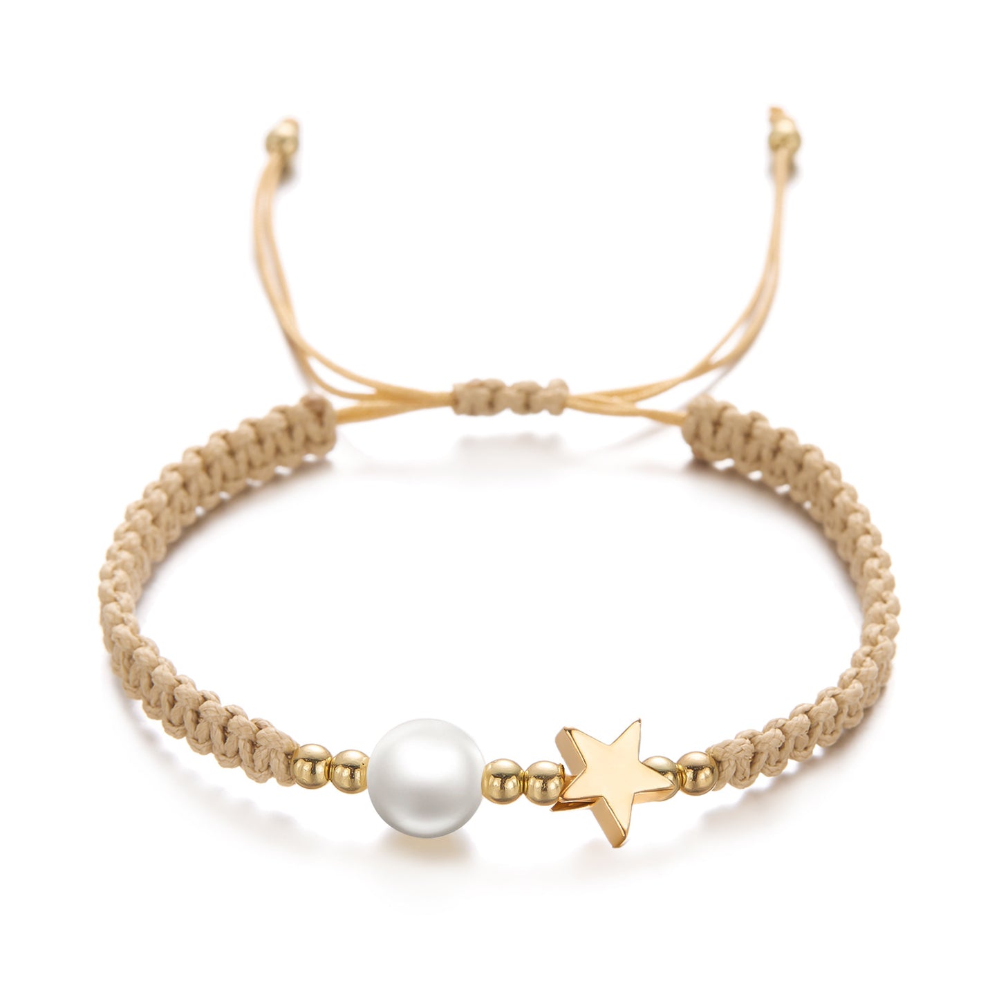 Simple Pearl Love Cross Khaki Hand-woven Bracelets