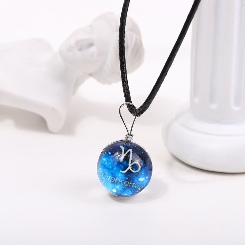 Starry Sky Luminous Twee Constellation Glass Mori Fresh Clavicle Chain Necklace