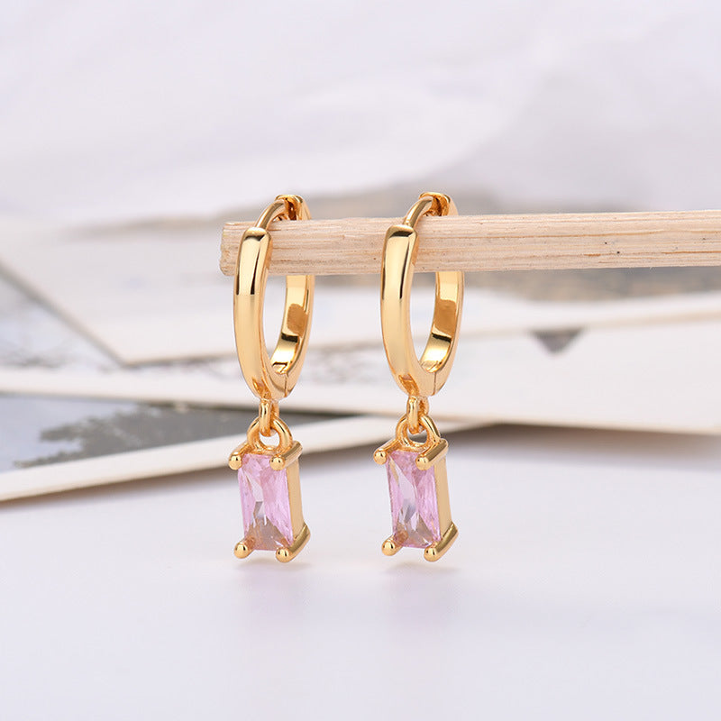 Sier Needle Export Sale Rectangular Color Earrings